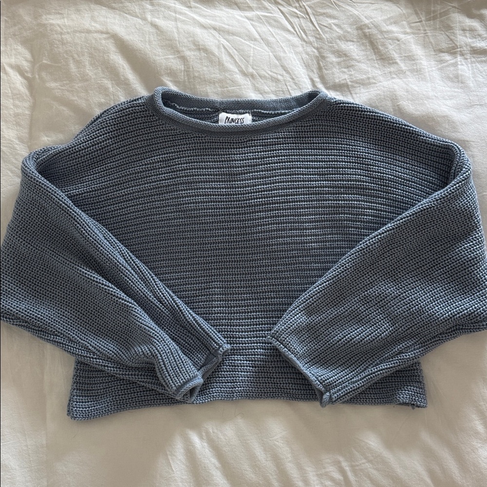 Princess Polly Textured Knit Sweater in Blue Gray